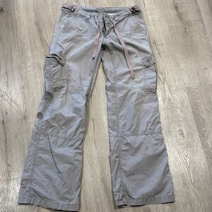 Gray Casual Roxy Pants with Floral Accents